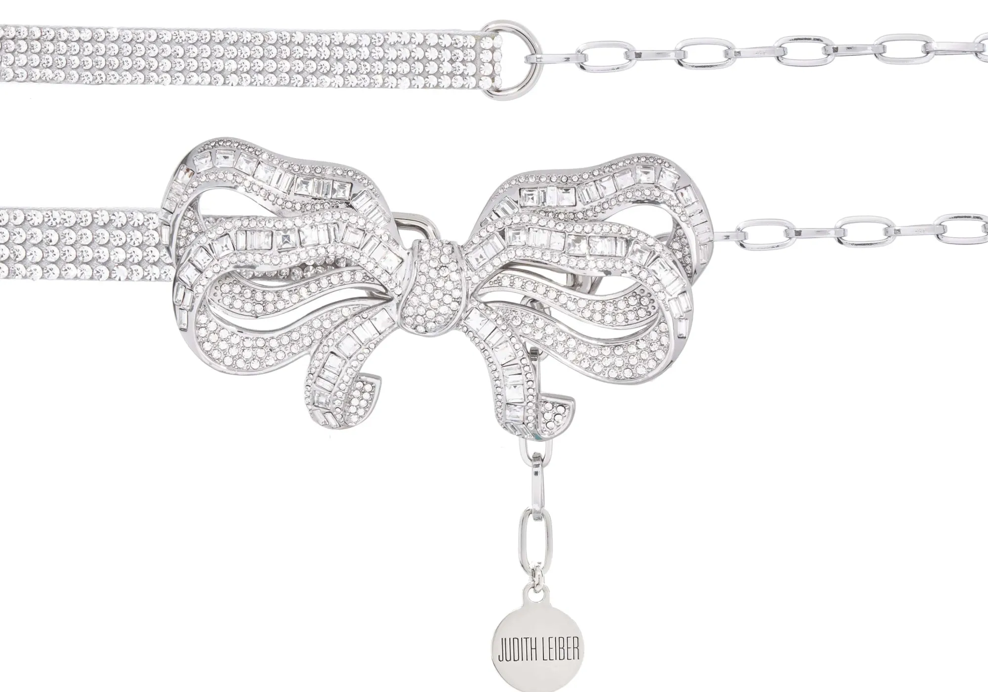 Bow Baguette Belt Silver*Judith Leiber Outlet
