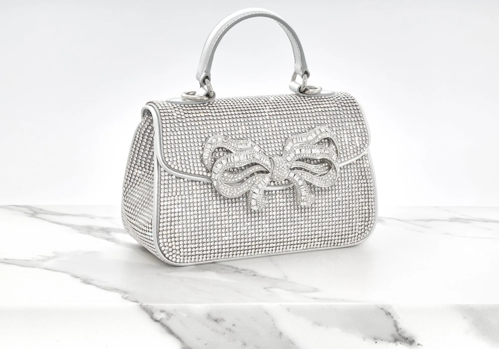 Crystal Bow Top Handle Silver*Judith Leiber Outlet