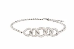 Fancy Curb Link Belt Pave Silver*Judith Leiber Sale
