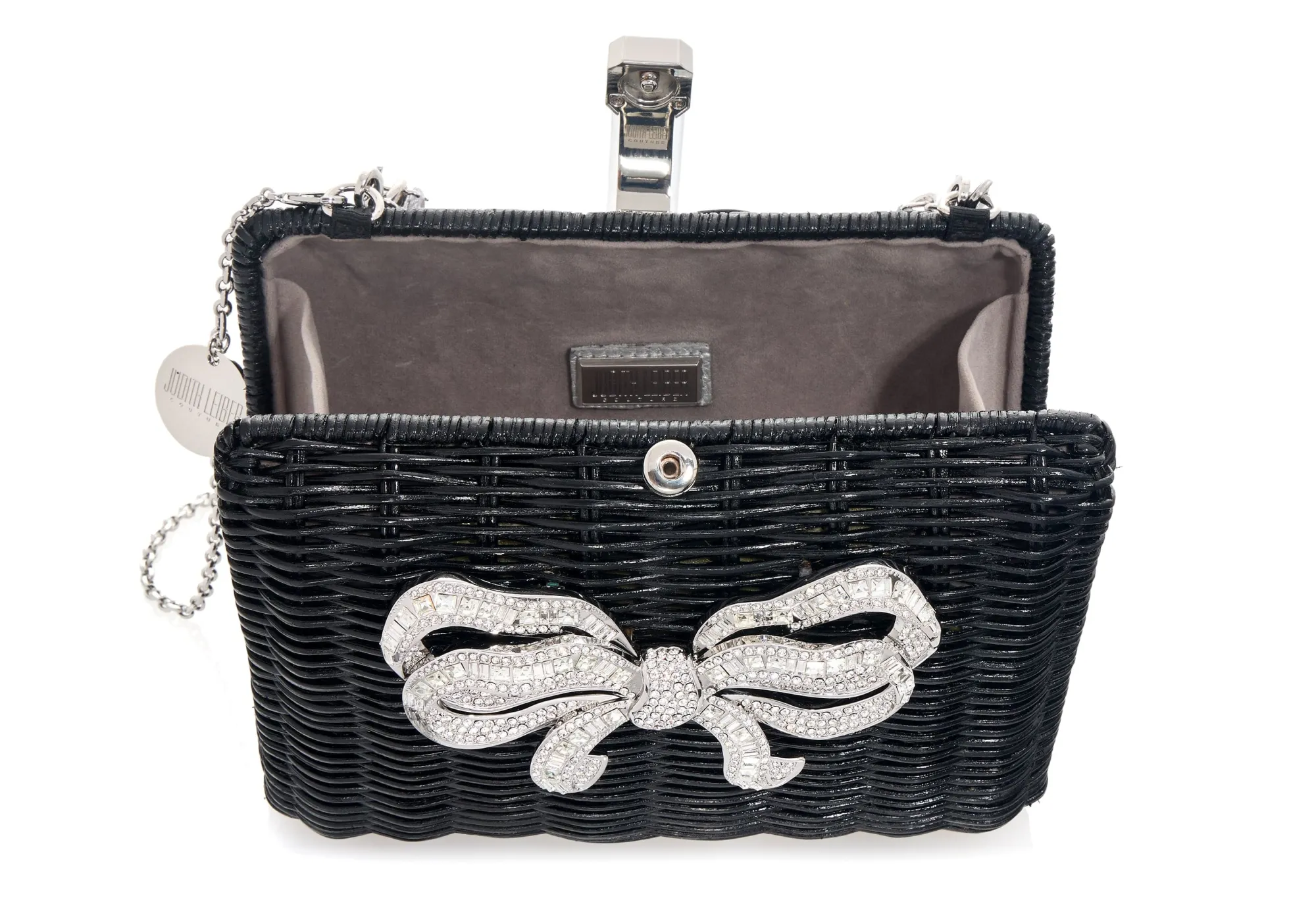 Hailey Wicker Basket Bow Black*Judith Leiber Online