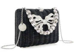 Hailey Wicker Basket Bow Black*Judith Leiber Online