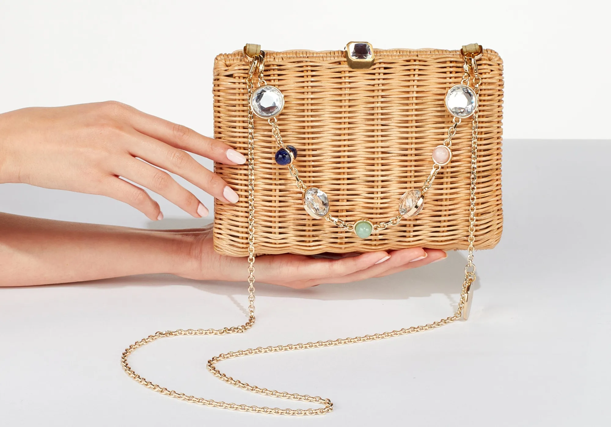 Hailey Wicker Basket Natural Stone*Judith Leiber Online