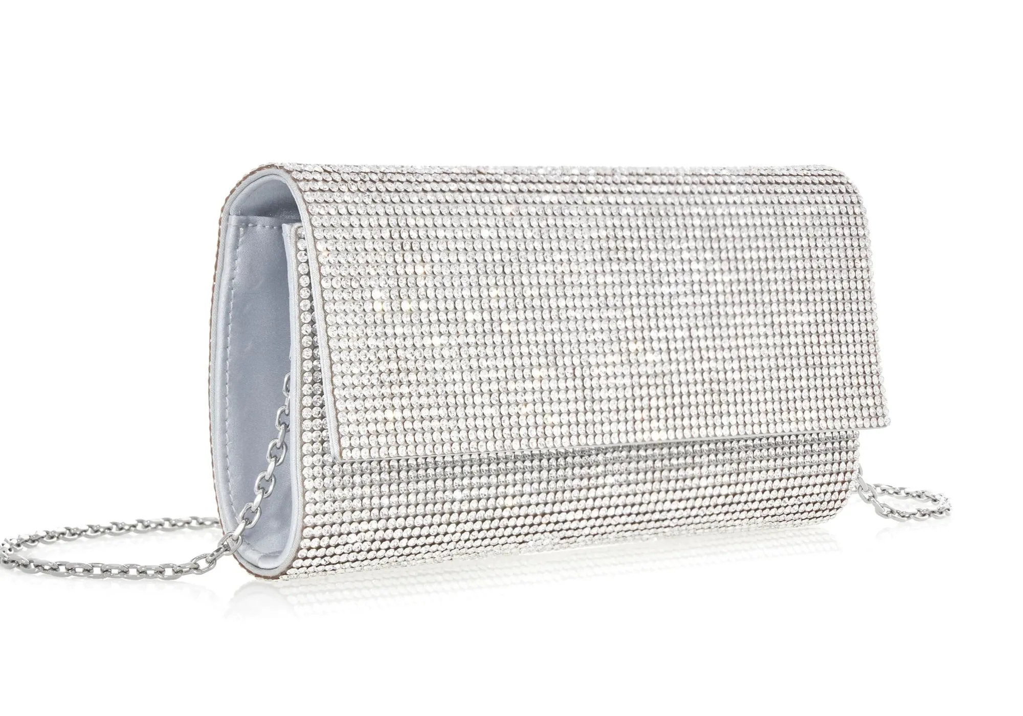 Perry Crystal Silver Clutch*Judith Leiber Outlet