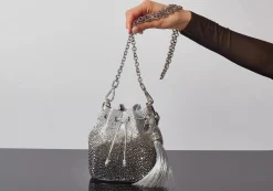Piper Bucket Caviar Gradient Platinum*Judith Leiber Clearance