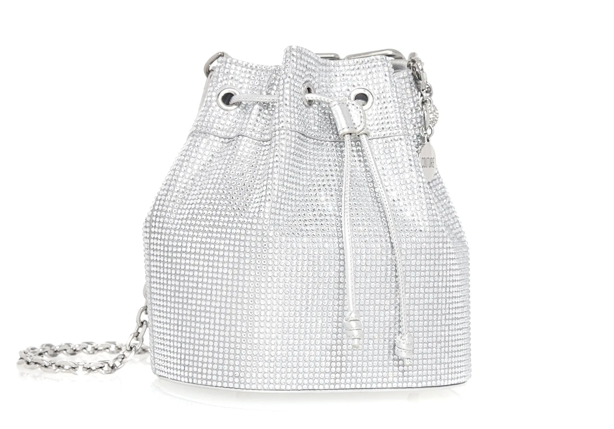 Piper Bucket Silver Drawstring Bag*Judith Leiber Fashion