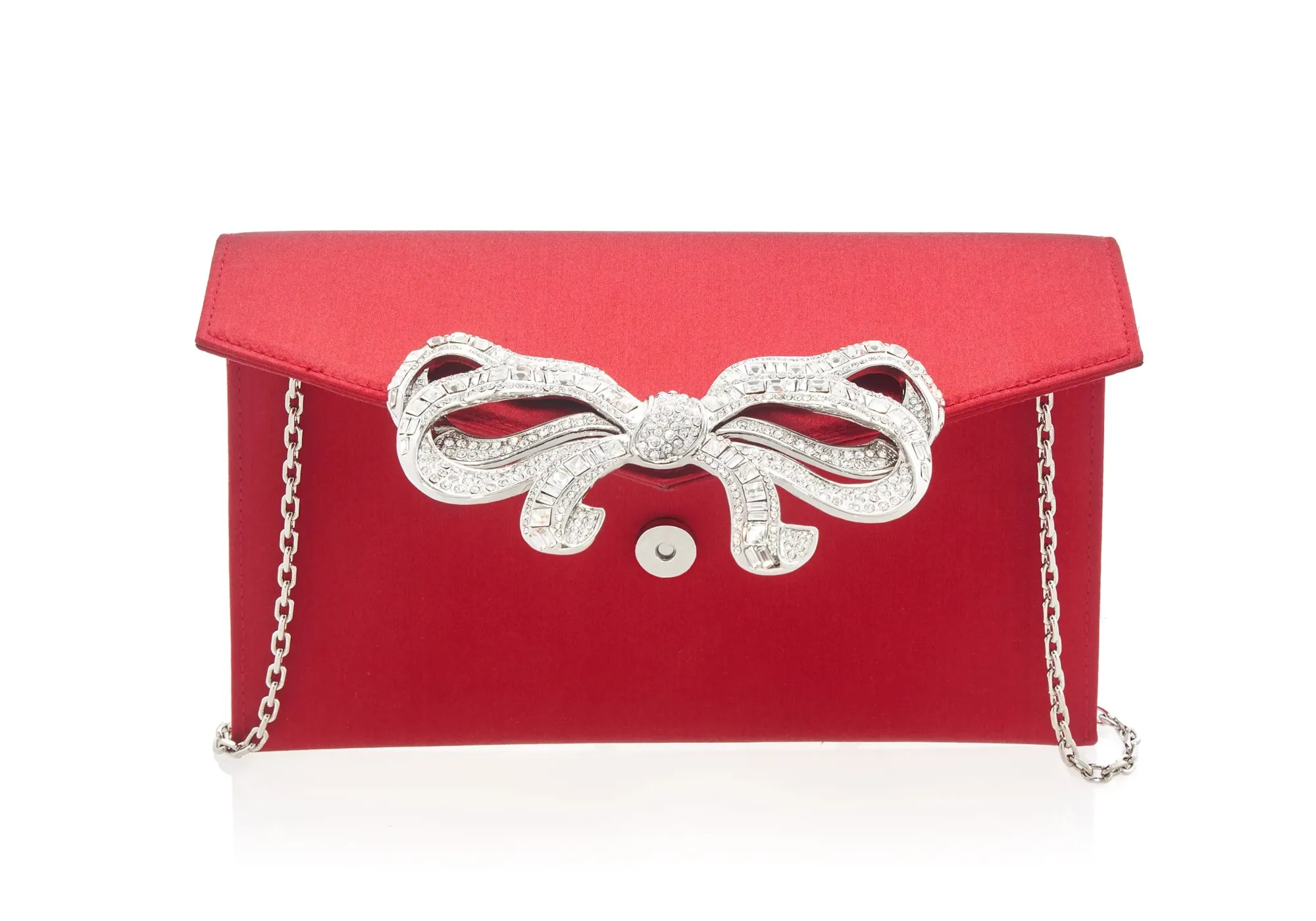 Satin Bow Envelope Red*Judith Leiber Hot