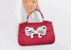 Satin Bow Top Handle Crimson*Judith Leiber Best