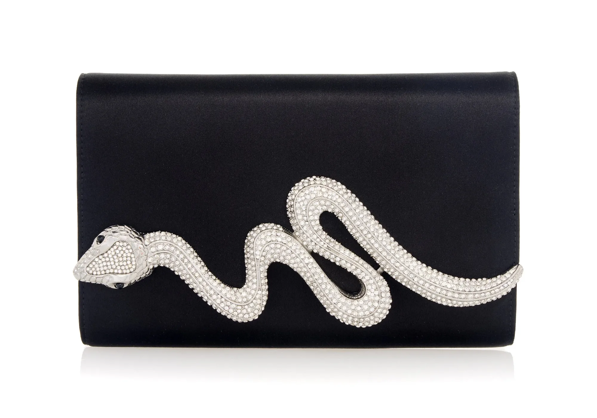 Serpent Fizzoni Silver Black Satin*Judith Leiber Outlet