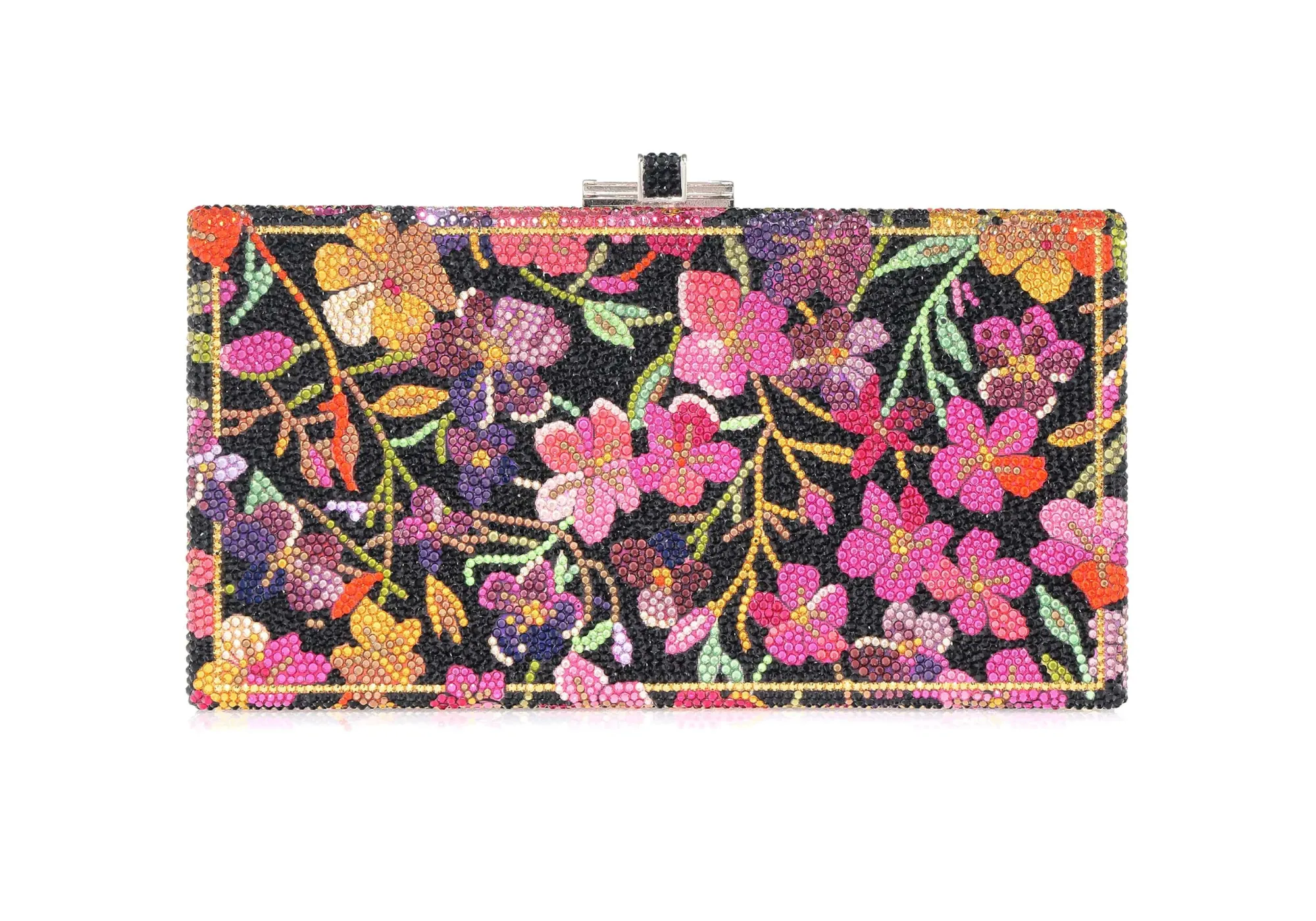 Sleek Rectangle Blazing Flowers*Judith Leiber Outlet